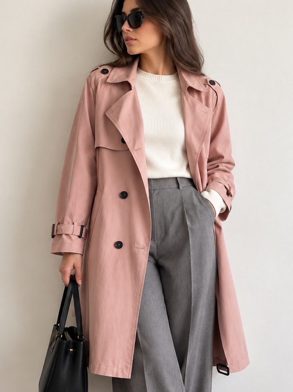 Big Star Pink Trench Coat - Classic Double-Breasted Style